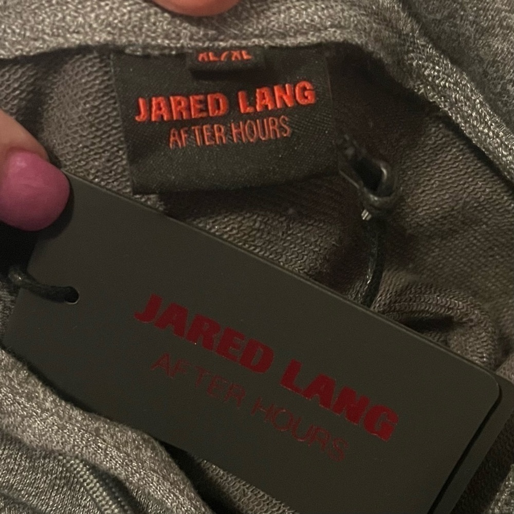 Jared Lang Hoodie Size XL Gray Pullover Sweatshirt NWT Reflective Tape Arm - Picture 8 of 10